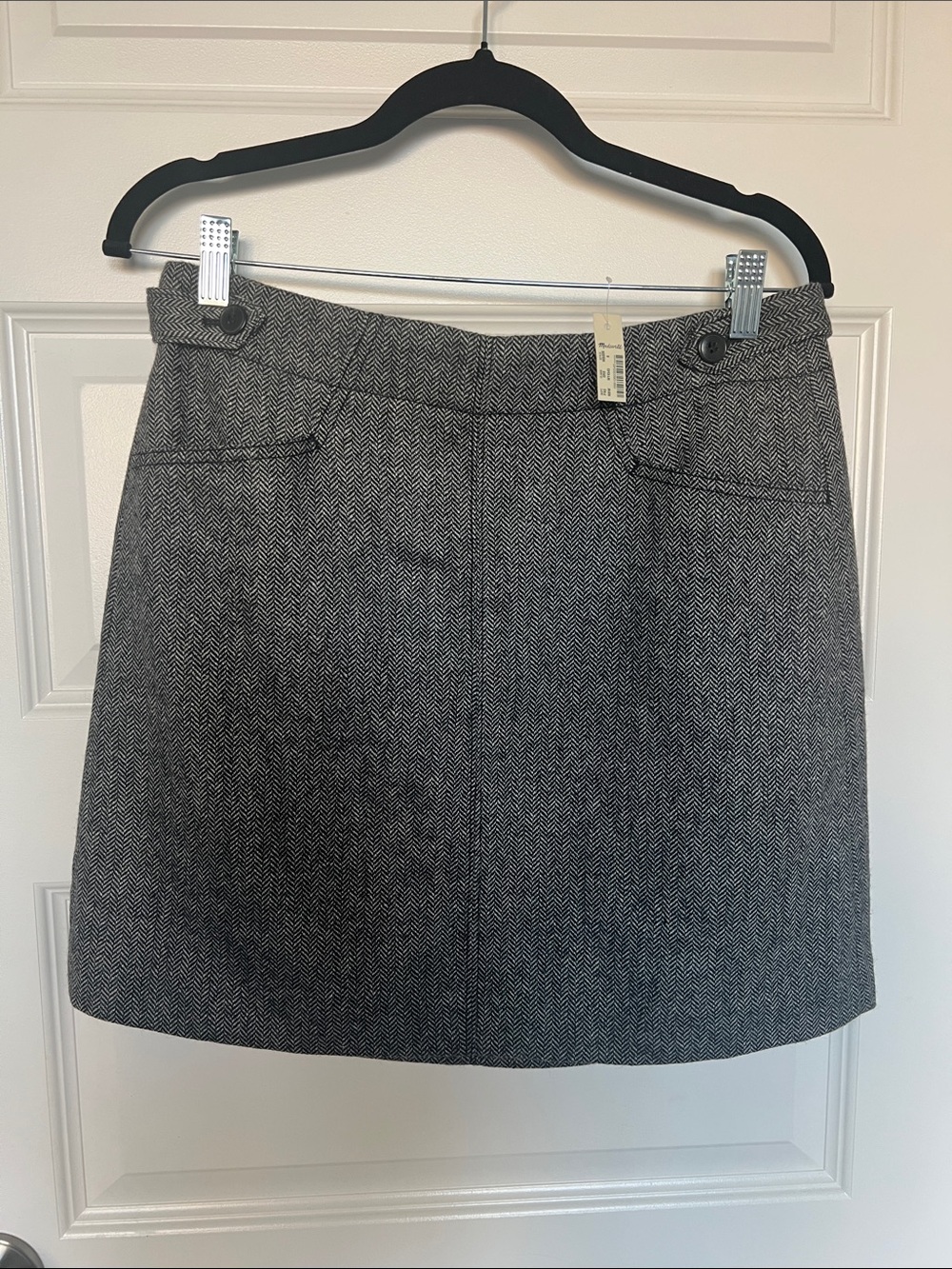 Madewell Gray Herringbone Mini Skirt